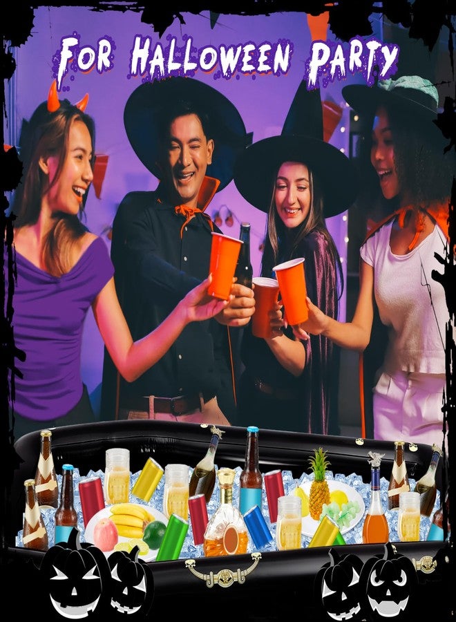 Aoriher Wednesday Party Decoration Halloween Purple Inflatable Coffin 52 Inch Cooler Fake Coffin Floatie Drink Ice Chest Buffet Bucket Beverage Cooler for Pool Picnic Barbecue Holiday Party Supplies - Image 4