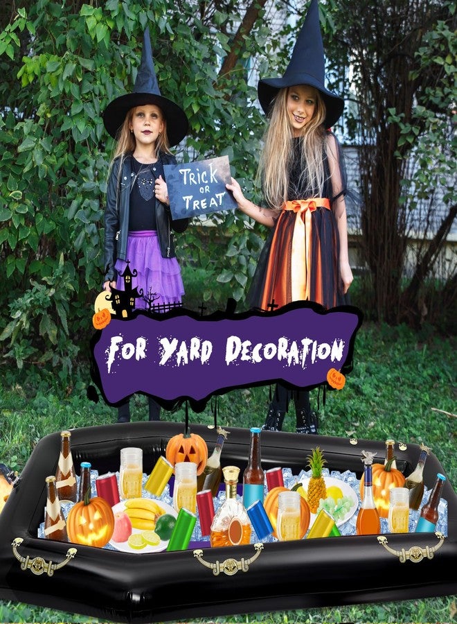 Aoriher Wednesday Party Decoration Halloween Purple Inflatable Coffin 52 Inch Cooler Fake Coffin Floatie Drink Ice Chest Buffet Bucket Beverage Cooler for Pool Picnic Barbecue Holiday Party Supplies - Image 5