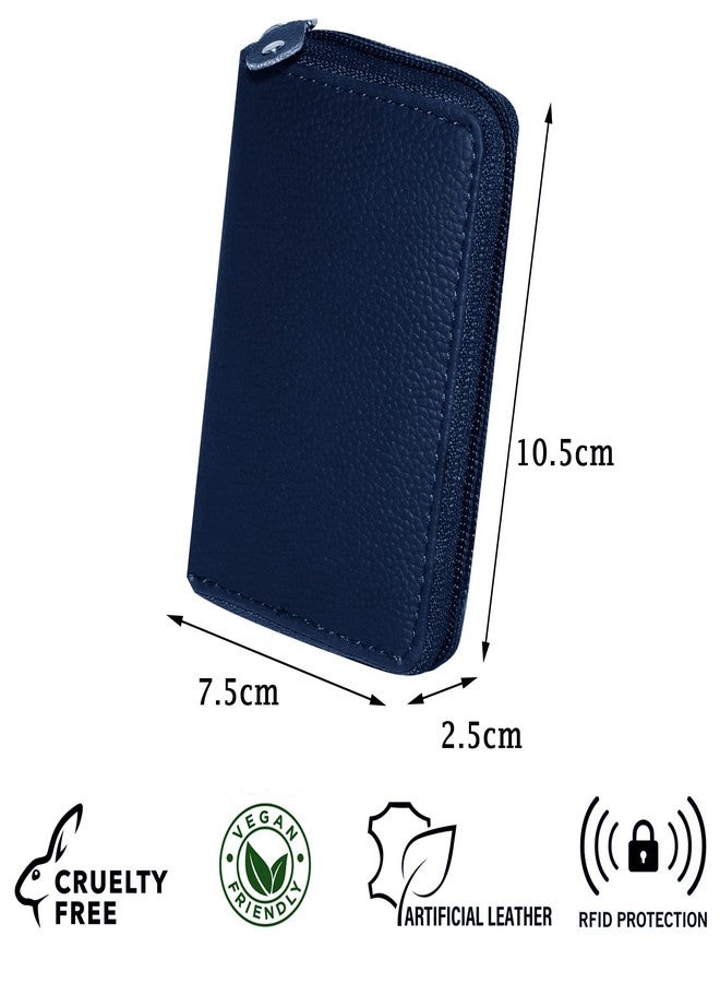 GREEN DRAGONFLY® Leatherite RFID Protected Blue Printed Smart Card Holder for Women and Girl's - Image 4