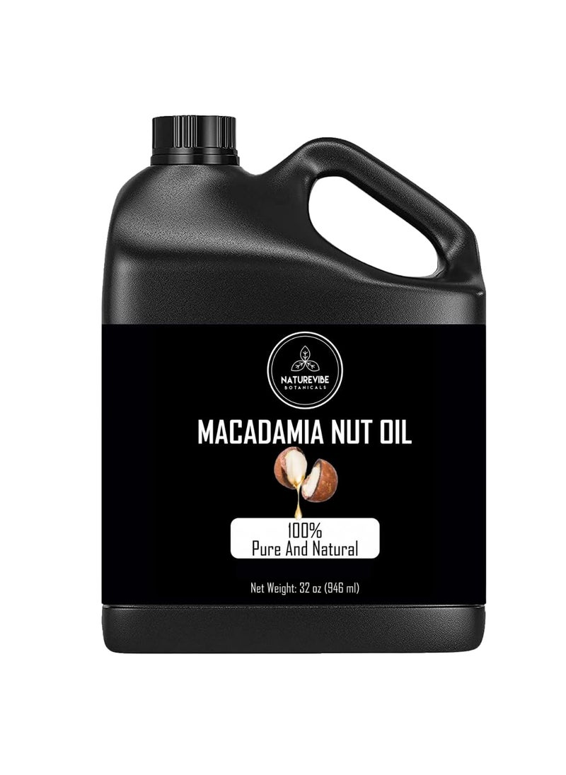 Naturevibe Botanicals - Naturevibe Botanicals Macadamia Oil 32 Ounces  100 Pure and Natural  Great for Skin Care and Hair Care - Image 1