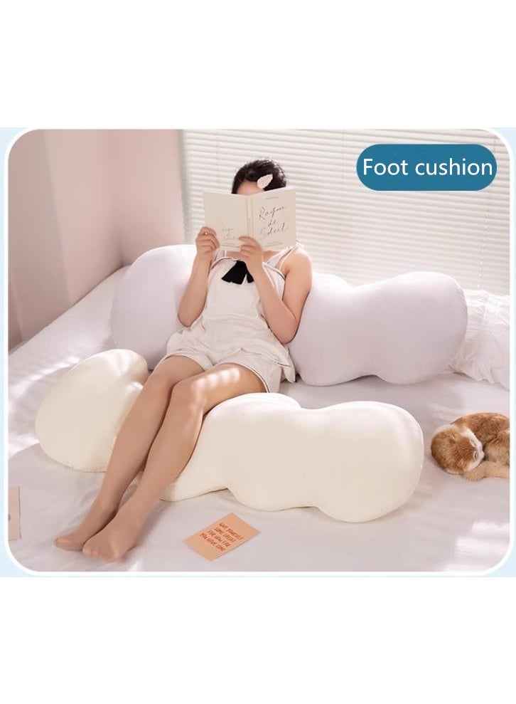 Golden Soft and comfortable sofa long pillow, cloud-shaped cooling pillow, side sleeping pillow for pregnant women, removable pillow case for easy cleaning, suitable for adults and children (130cm, white)  - Image 3
