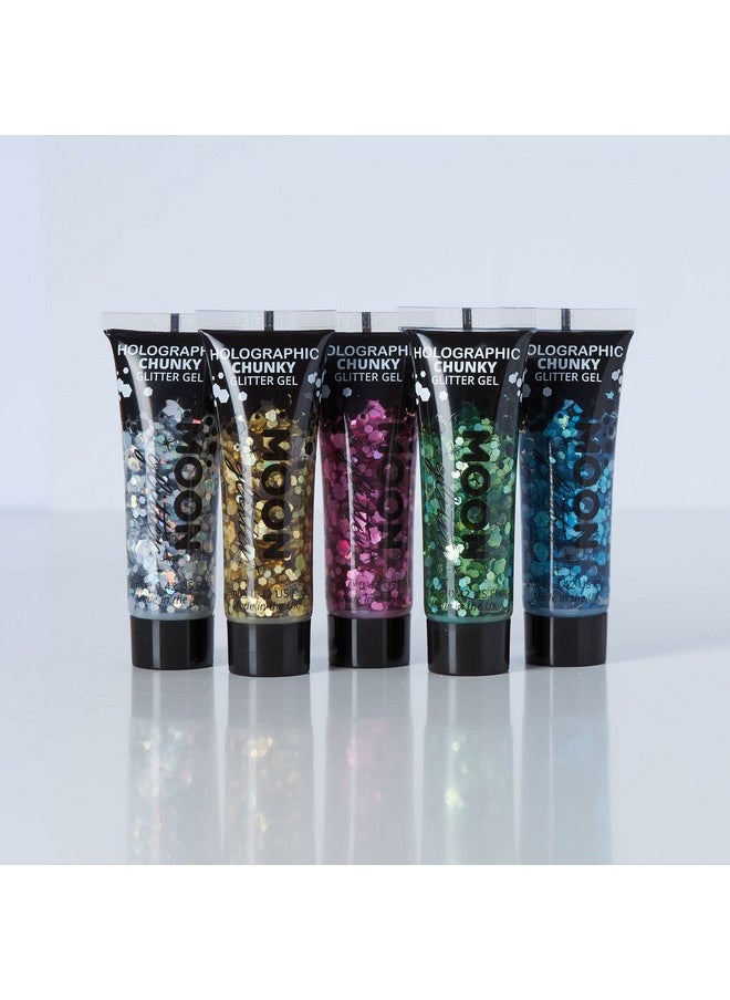 Moon Glitter Holographic Chunky Face & Body Glitter Gel By Moon Glitter 0.40Fl Oz Set Of 5 Colours Glitter Face Paint  - Image 4