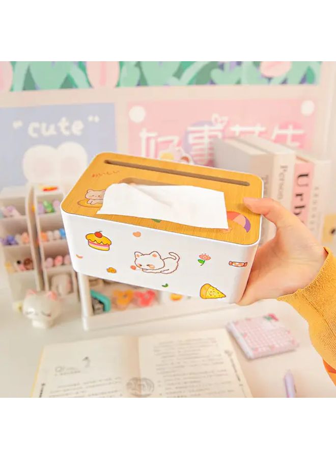 Nordic Style Wood Grain Tissue Box Square Plastic Holder Large Capacity Home Storage - Image 1