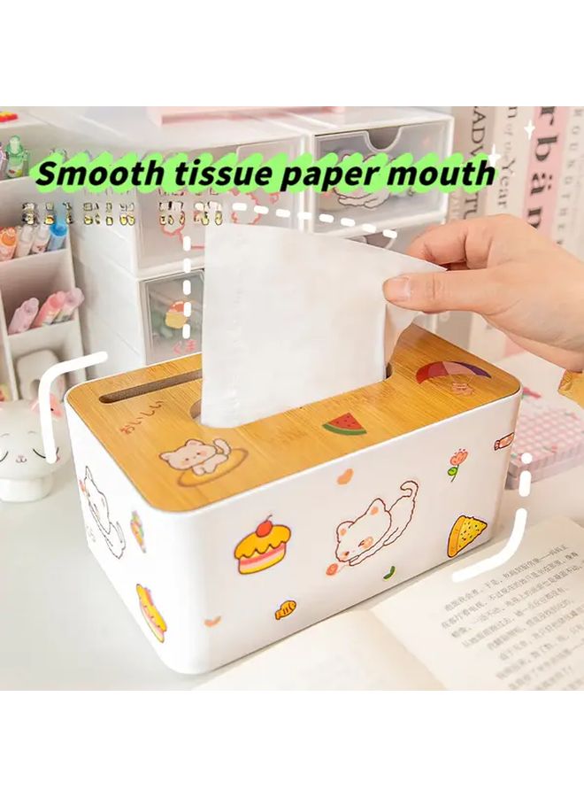 Nordic Style Wood Grain Tissue Box Square Plastic Holder Large Capacity Home Storage - Image 4