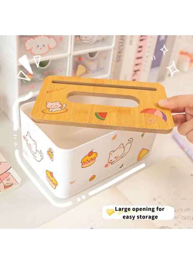 Nordic Style Wood Grain Tissue Box Square Plastic Holder Large Capacity Home Storage - Image 3