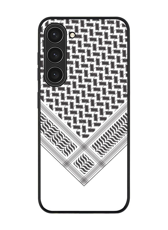 Stylizedd حافظة حواف سوداء متينة لهاتف سامسونج جالاكسي S23 بلس 5G، حافظة رفيعة، حواف مطاطية مرنة، مضادة للسقوط، غلاف TPU جل رقيق - النصر شماغ (أسود) - Image 1