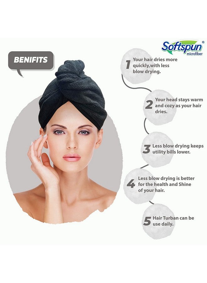 SOFTSPUN غطاء شعر ميكروفايبر سوفتسبون، حافة حريرية، 1 قطعة - 70X25 سم - أسود - 380 جرام لكل متر مربع! ماص ممتاز، منشفة شعر سريعة الجفاف لتجفيف جميع أنواع الشعر - مستقيم أو مجعد، قصير أو طويل. - Image 5