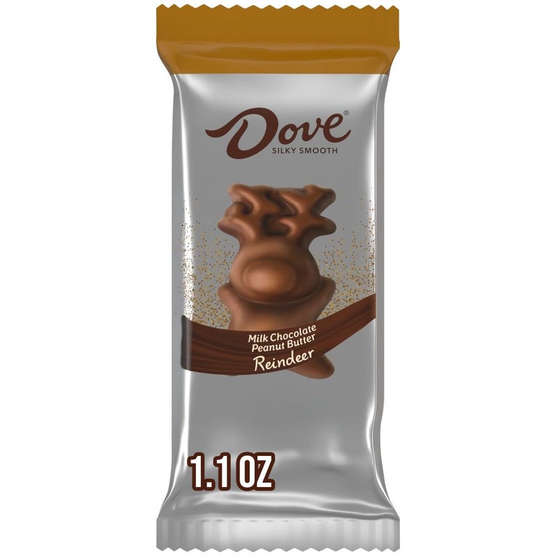 DOVE Milk Chocolate Peanut Butter Reindeer Christmas Candy Bar , 1.1 Oz - Image 1