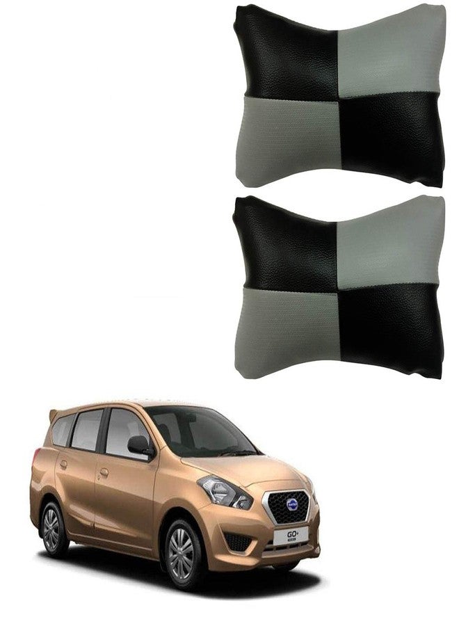 AdroitZ Grey Universal Neck Rest Pillow Faux Leather Material in Check Design for All Cars_55 - Image 1