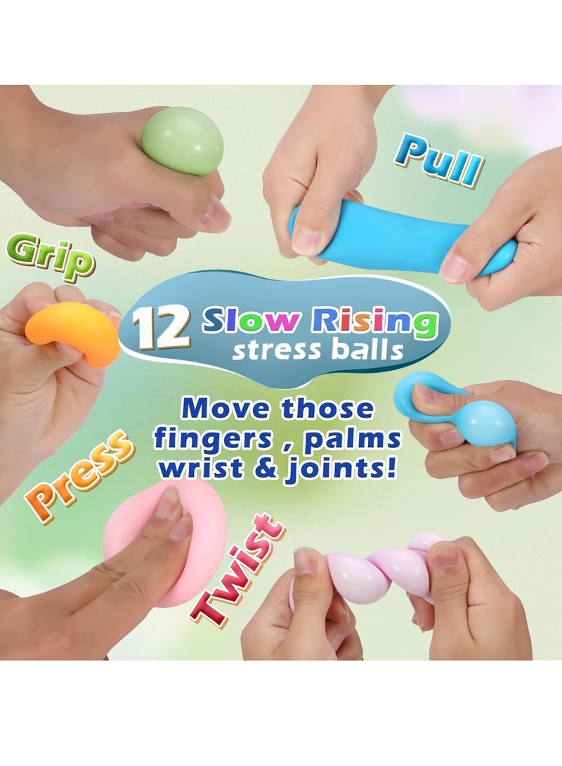 general 12Pcs Stress Balls Set for Adults and Kids,Squishy Ball Sensory Fidget Toys for Anxiety Relief ,Squeeze Ball Party Favors Bulk Pack,Classroom Prize,Birthday - Image 3