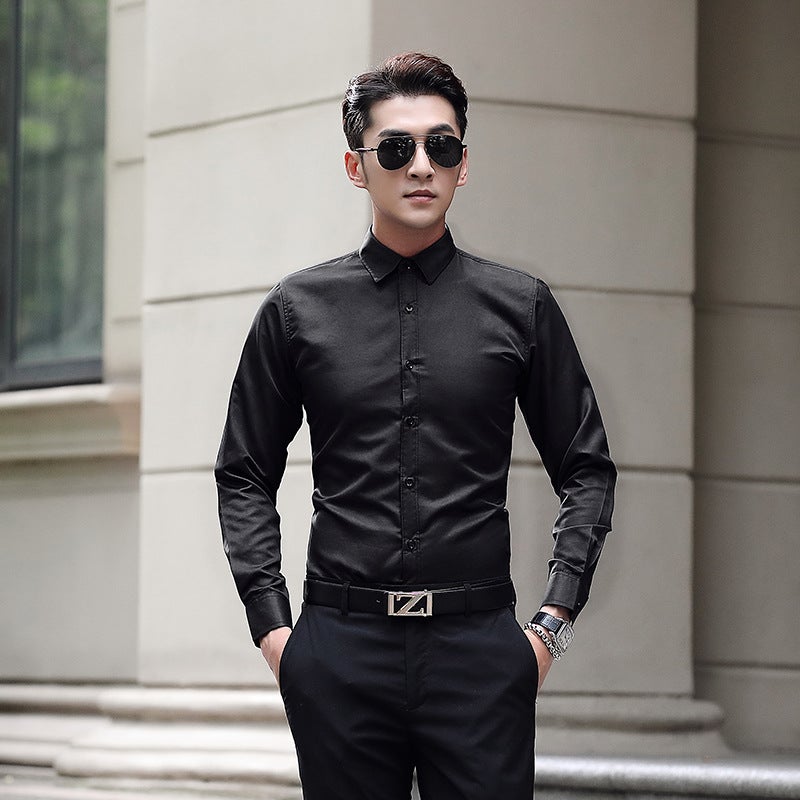 No-Iron Long-Sleeved Men's Business Formal White Shirt, High-End Slim Professional Men's Suit, Anti-Wrinkle, No-Iron Shirt - Image 3