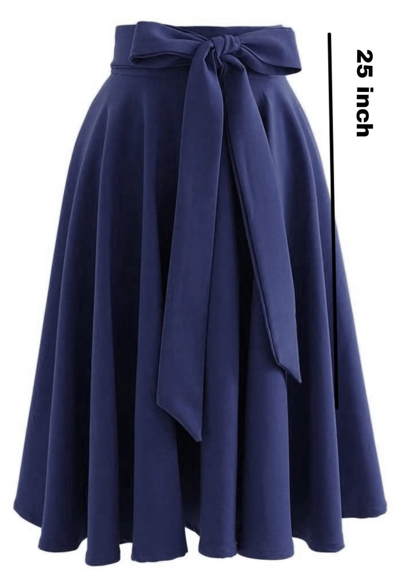 JANAK Creation Women's Knee Length Poly Crepe Skirt (Navy Blue) - Image 2