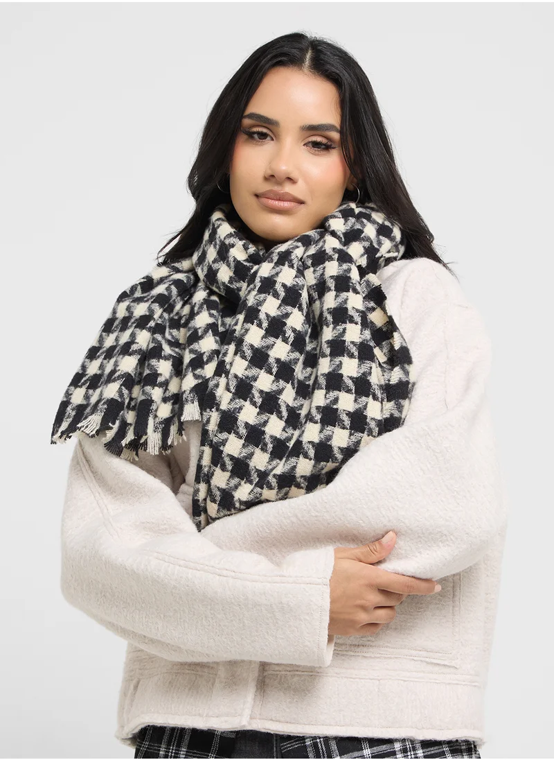 Ginger Light Weight Houndsttoth Winter Scarf