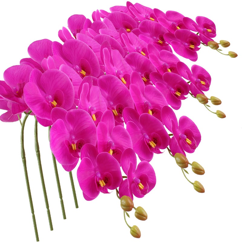 FagusHome 9 Heads Artificial Phalaenopsis Flowers 4 Pcs Artificial Orchid Flowers 42 inch Stem Plants for Home Dcor Purple