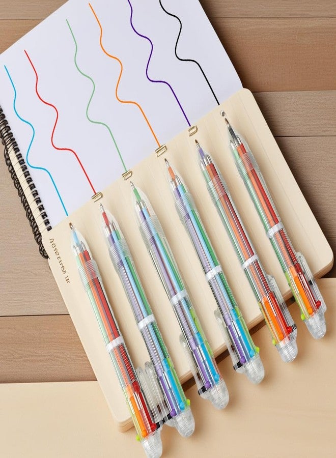 Linsuminn Multicolor Pens 24 Pack 6-in-1 Ballpoint Pens 0.5mm Retractable Multi Color Ballpoint Pen 6 Colors Party Favors Gifts Colored Fun Pen for Students School Office Supplies Children Gift - Image 2