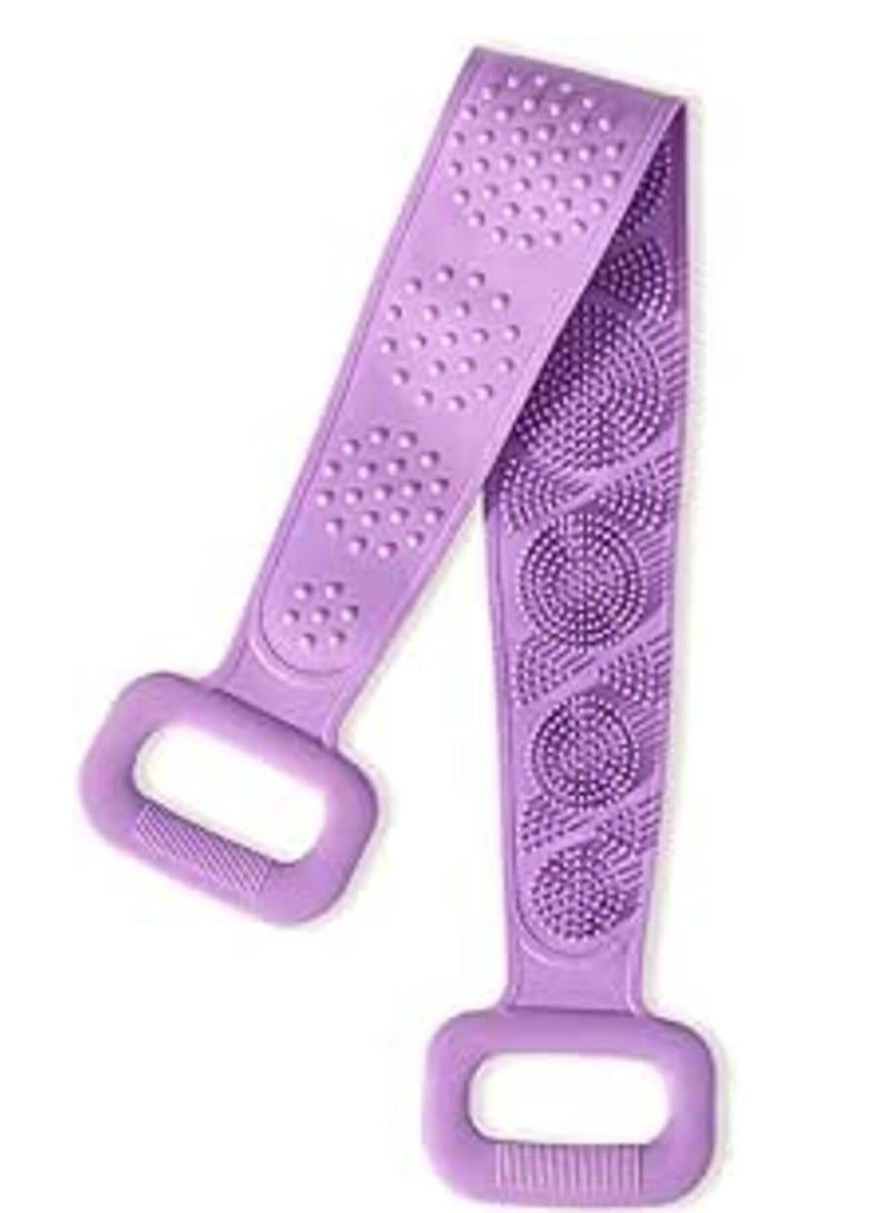 Purple Bath Double Sided Silicone Back Scrubber Belt Extra Long Shower Exfoliating Massage Body Scrub Strap Brush - Image 1