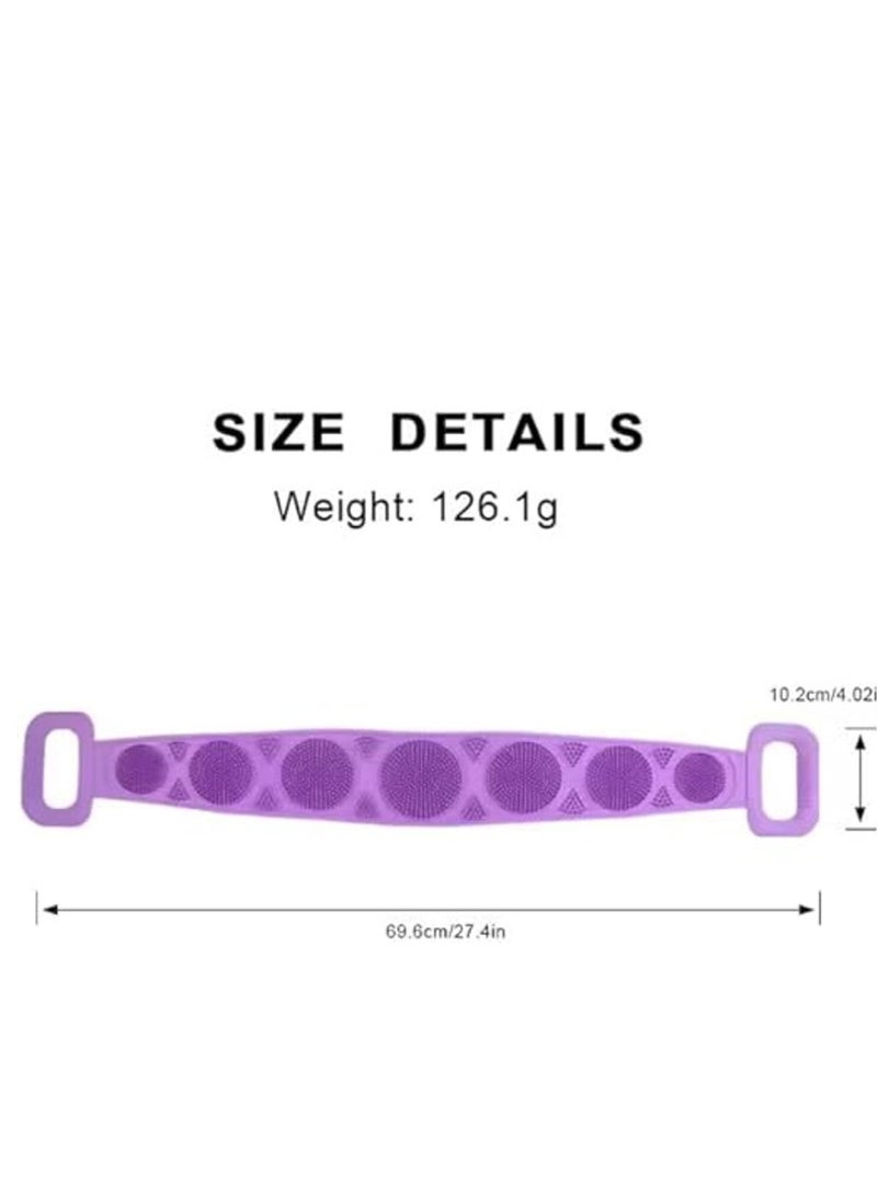 Purple Bath Double Sided Silicone Back Scrubber Belt Extra Long Shower Exfoliating Massage Body Scrub Strap Brush - Image 5