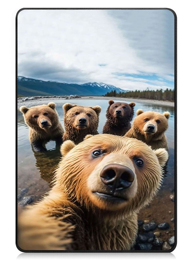 Theodor Protective Flip Case For Realme Pad 2 With Trifold Stand Auto Wake Sleep Shockproof Cover Bear Selfie - Image 1