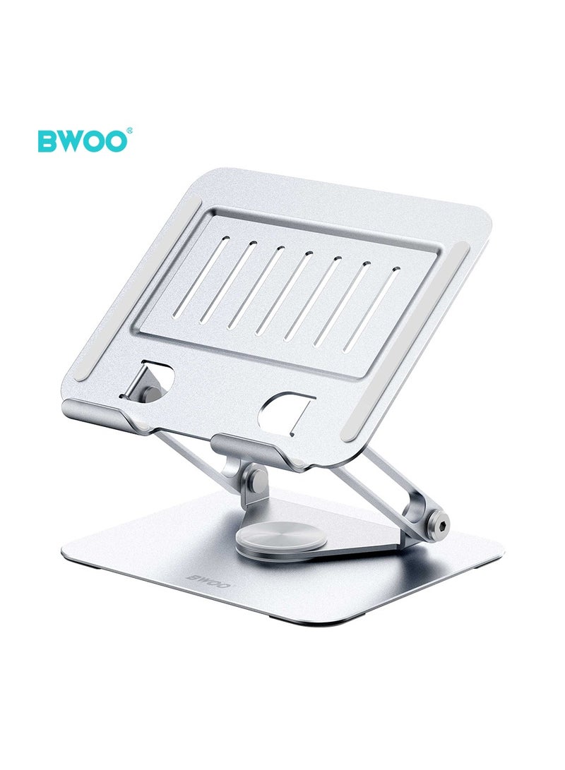 BWOO Adjustable Tablet Stand With 360 Rotation Base Silver - Image 1