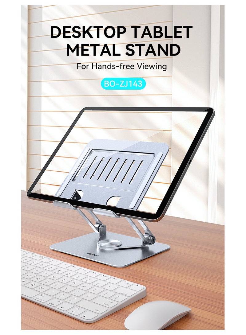 BWOO Adjustable Tablet Stand With 360 Rotation Base Silver - Image 2