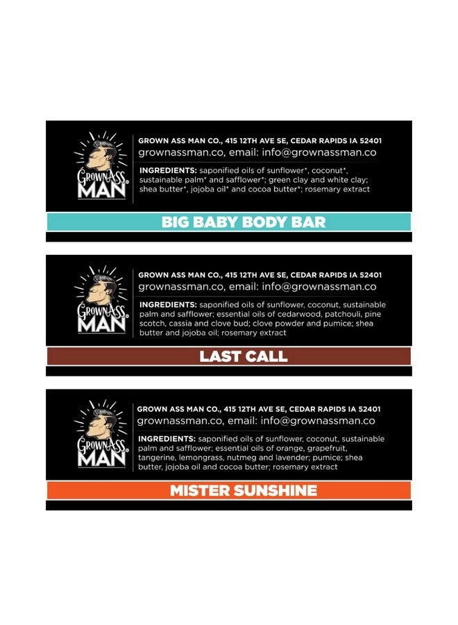 Grown Ass Man Co. Exfoliating Body Barssolid Soap Bar Rich Lather With Natural Oils & Gentle Scrub For Menplastic Free & Ecofriendly Natural & Organic Deep Clean For All Skin Types 4Oz Bar (Variety 6Pack)  - Image 2
