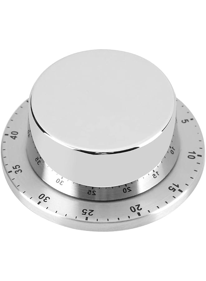 إكسفور مؤقت يدوي 60 دقيقة، مؤقت مطبخ ميكانيكي احترافي مع قاعدة مغناطيسية للعد التنازلي، أداة توقيت الطبخ والخبز، صوت منبه عالٍ وسهل الالتصاق على أي سطح، فضي - Image 1