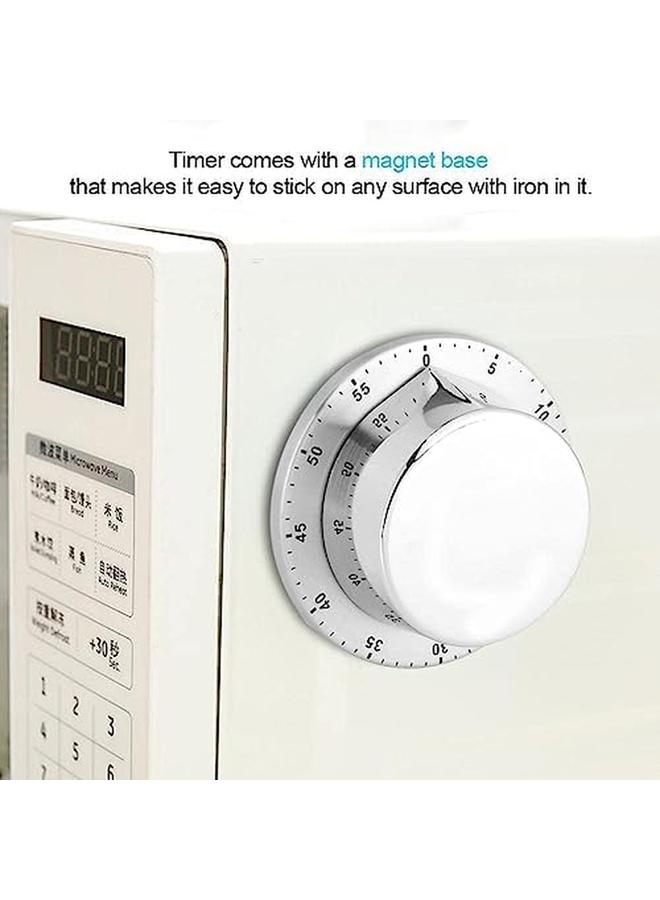 إكسفور مؤقت يدوي 60 دقيقة، مؤقت مطبخ ميكانيكي احترافي مع قاعدة مغناطيسية للعد التنازلي، أداة توقيت الطبخ والخبز، صوت منبه عالٍ وسهل الالتصاق على أي سطح، فضي - Image 3
