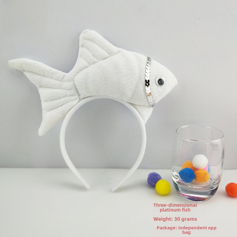 Generic Halloween Ocean Animal Headband Cute Cartoon Fish Hair Accessory Stereo white goldfish