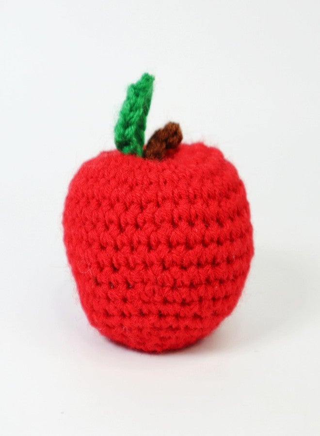 Vibha Designs تفاحة كروشيه مصنوعة يدويًا من تصميمات فيبها | لعبة فاكهة ناعمة للأطفال من عمر سنة فما فوق | لعبة كروشيه صديقة للبيئة | للعب التخيلي | قطن 100% | بدون بلاستيك | لعبة تعليمية مونتيسوري | هدية رأس السنة - Image 1