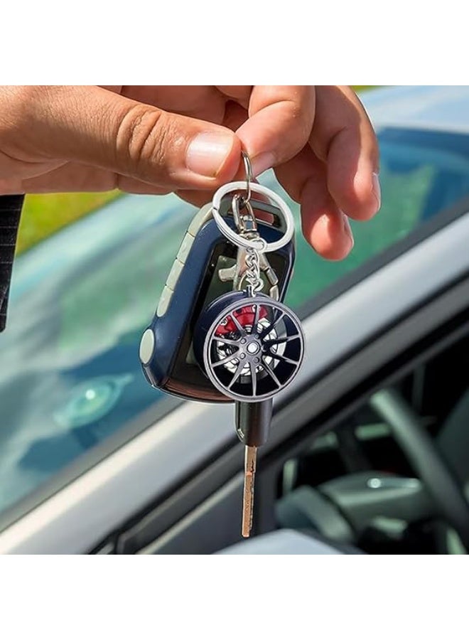 2PCS Auto Wheel Hub Keychain,Auto Hub Key Chain Metal Wheel Tire Rim Keychain Interior Decoration for Men Women,Car Lover Gift,Part Model Metal Keyring - Image 4