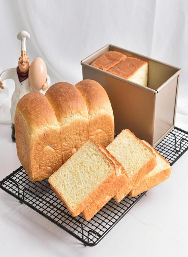 Bakeley Commercial Pullman Loaf Pan with Lid, 1Lb Dough Capacity Non-stick Rectangle Flat Toast Box for Oven Baking 8.3" x 4.8" x 4.3"(Champagne Gold) - Image 3