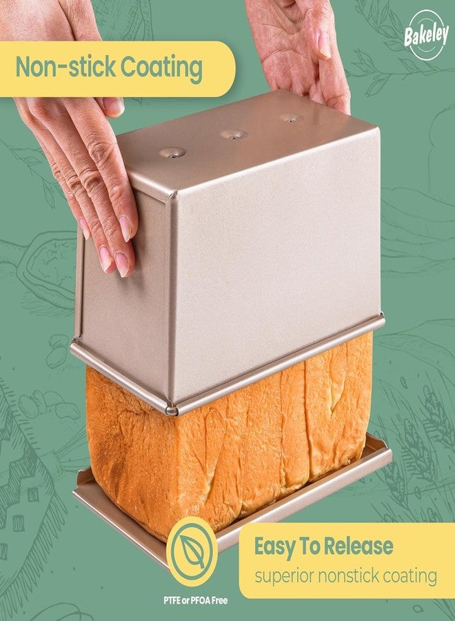 Bakeley Commercial Pullman Loaf Pan with Lid, 1Lb Dough Capacity Non-stick Rectangle Flat Toast Box for Oven Baking 8.3" x 4.8" x 4.3"(Champagne Gold) - Image 5