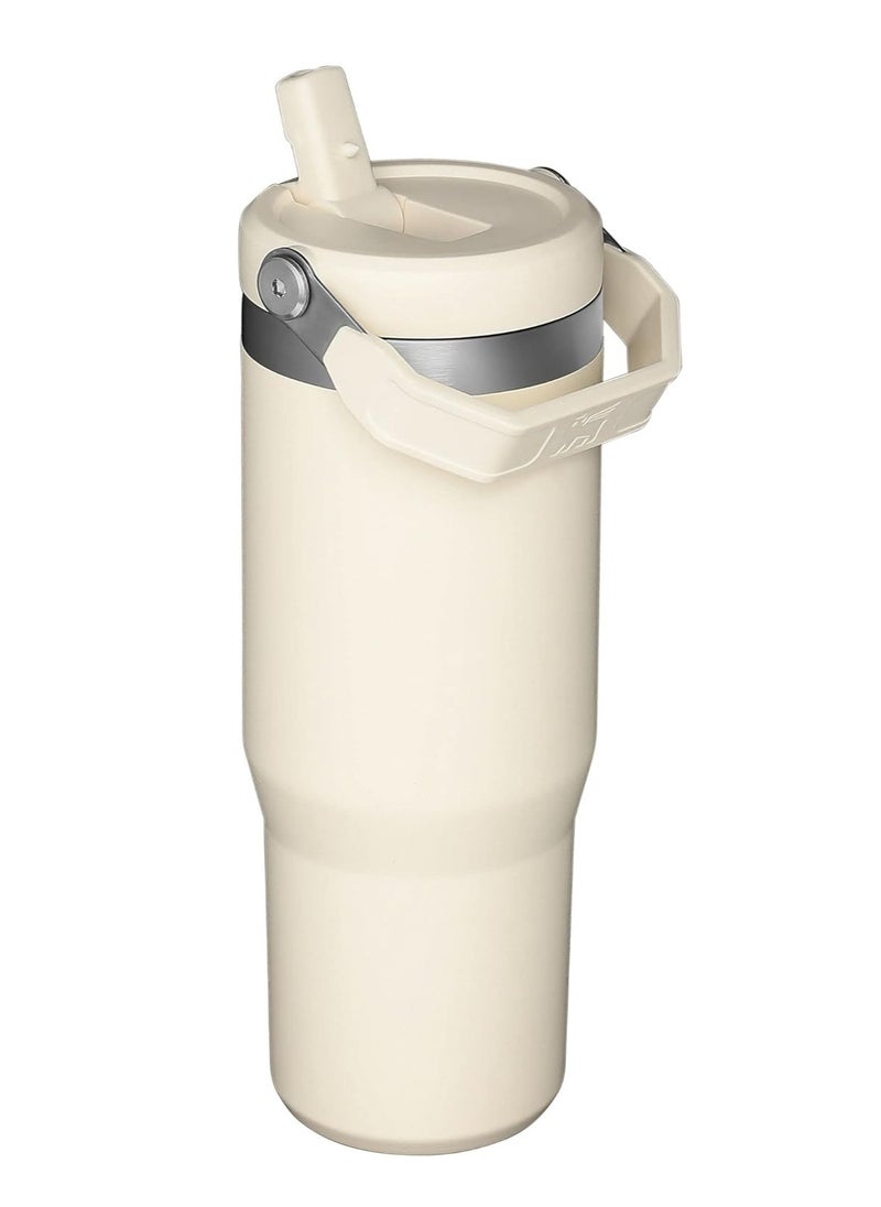 Stanley - Stanley IceFlow Stainless Steel Tumbler - Vacuum Insulated Water Bottle for Home, Office or Car Reusable Cup with Straw Leak Resistant Flip Cold for 12 Hours or Iced for 2 Days, Cream, 30OZ - Image 1