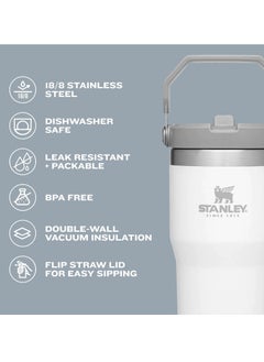 Stanley Stanley IceFlow Stainless Steel Tumbler - Vacuum Insulated Water Bottle for Home, Office or Car Reusable Cup with Straw Leak Resistant Flip Cold for 12 Hours or Iced for 2 Days, Cream, 30OZ  - Image 4