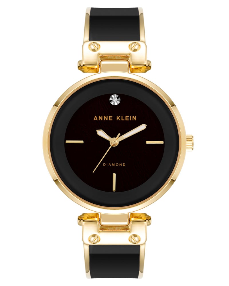 Anne Klein Women's AK/1414BKGB Diamond-Accented Bangle Watch - Image 1