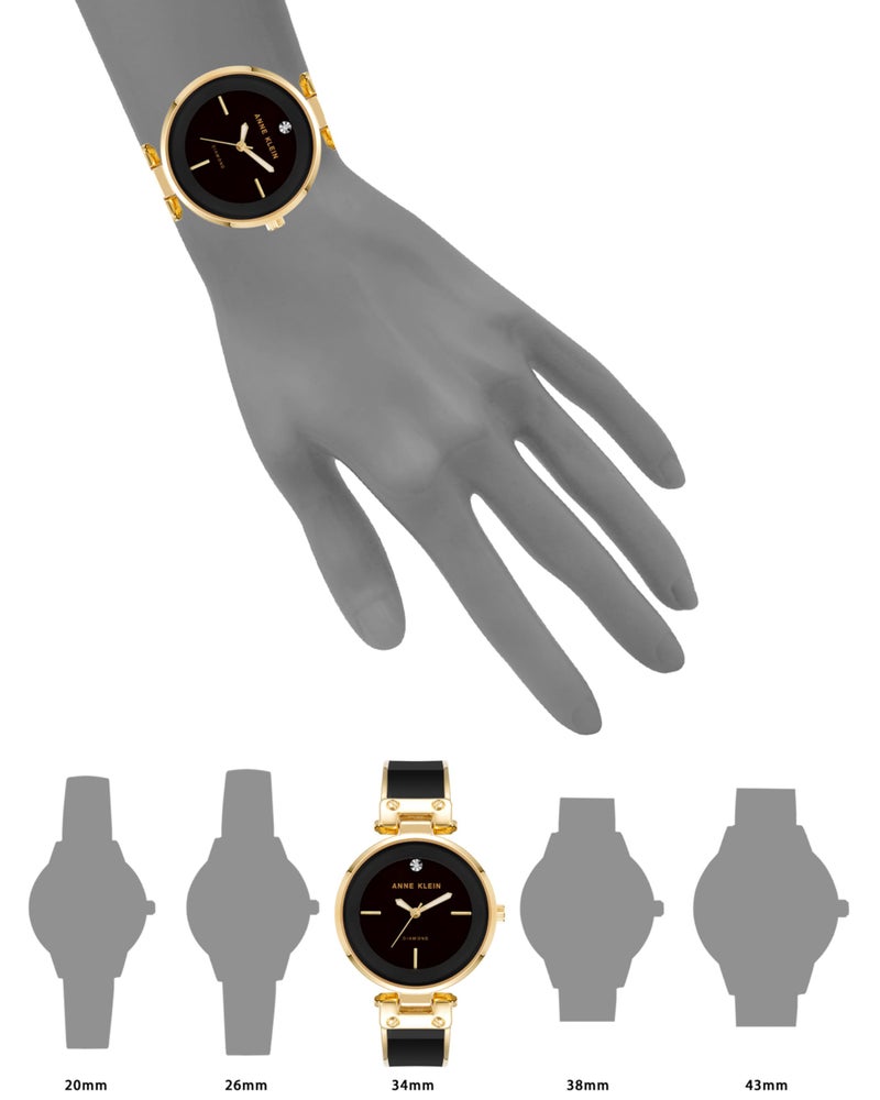 Anne Klein Women's AK/1414BKGB Diamond-Accented Bangle Watch - Image 2