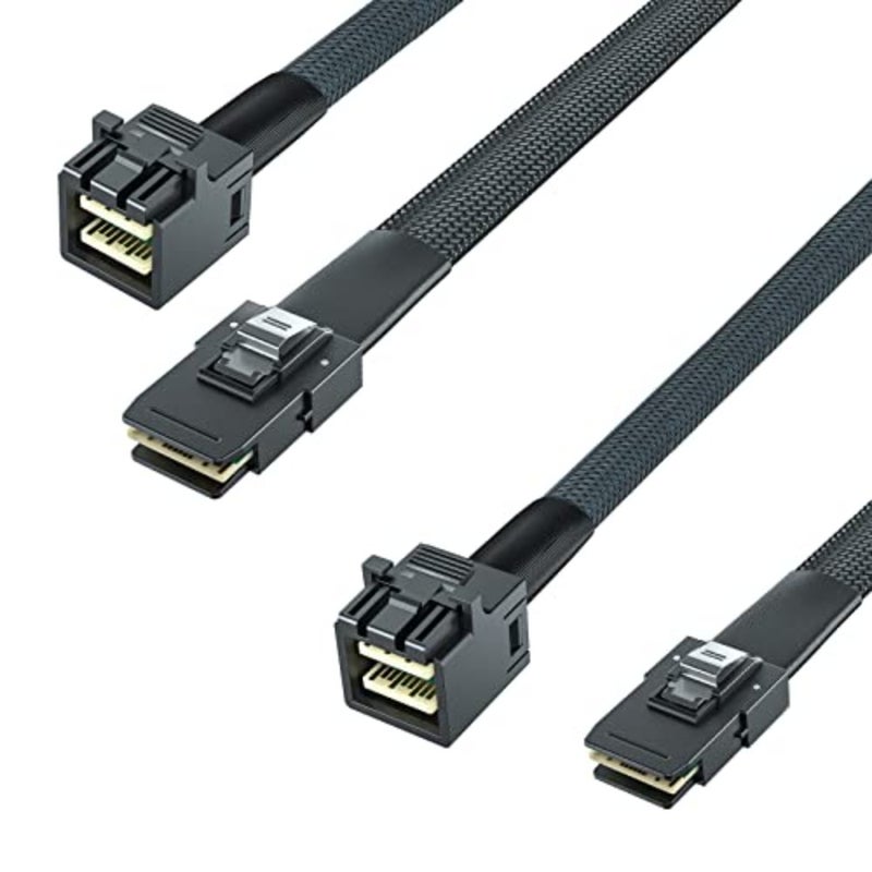 RAID controllers, servers, backplanes, hosts application; copper; black; high-speed SAS 3.0 to 2.0 compatibility, 100-ohm impedance, 0.8-m length, 2-pack - Image 1
