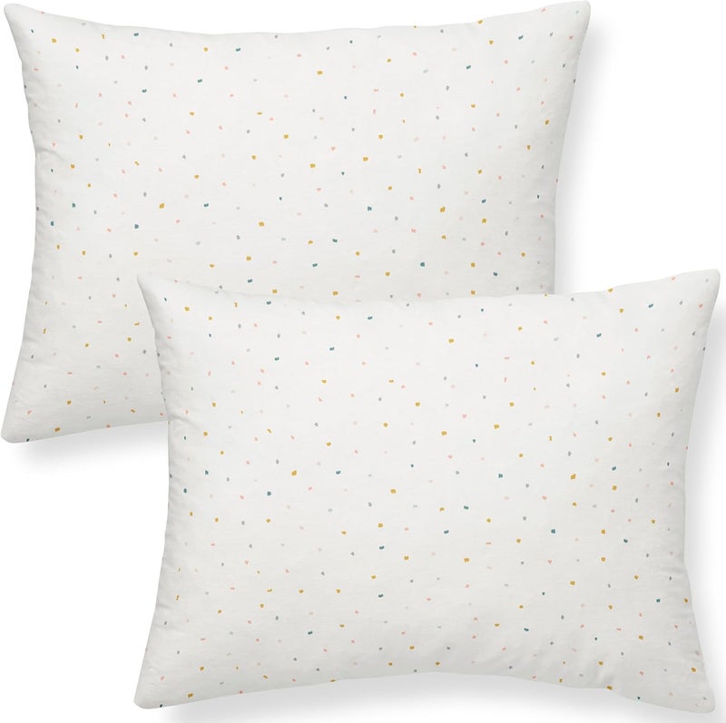 MakeMake Organics Organic Toddler Pillowcase (Set of 2) GOTS Certified Organic Cotton Pillowcase Breathable Safe No Chemicals No Dyes Fits 13x18 Travel Pillows Neutral Unisex (Dotty, 14x19) - Image 1