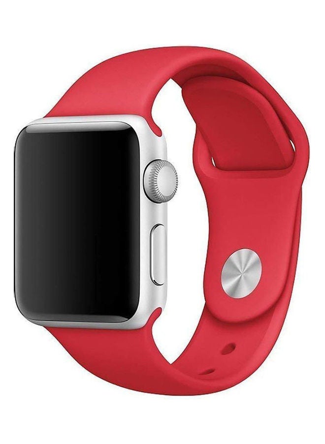 Sport Band For Apple Watch 38Mm, Soft Silicone Sport Strap Replacement Bands For Iwatch Apple Watch Series 3, Series 2, Series 1-Red Red - Image 3
