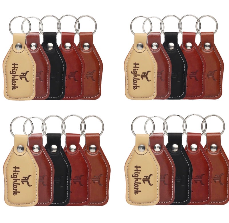 Highlark Leather Keychain for Men & Women | Premium Stitched Leather Key Holder with Metal Ring | Durable Key Fob for Car, Bike, Home & Office Use | Multi Color (.Multicolor.) - Image 1