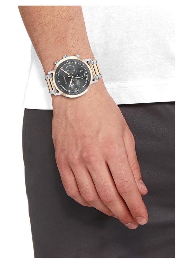 CALVIN KLEIN GAUGE MEN's GREY DIAL, TWO TONE STAINLESS STEEL WATCH - 25200064 - Image 4