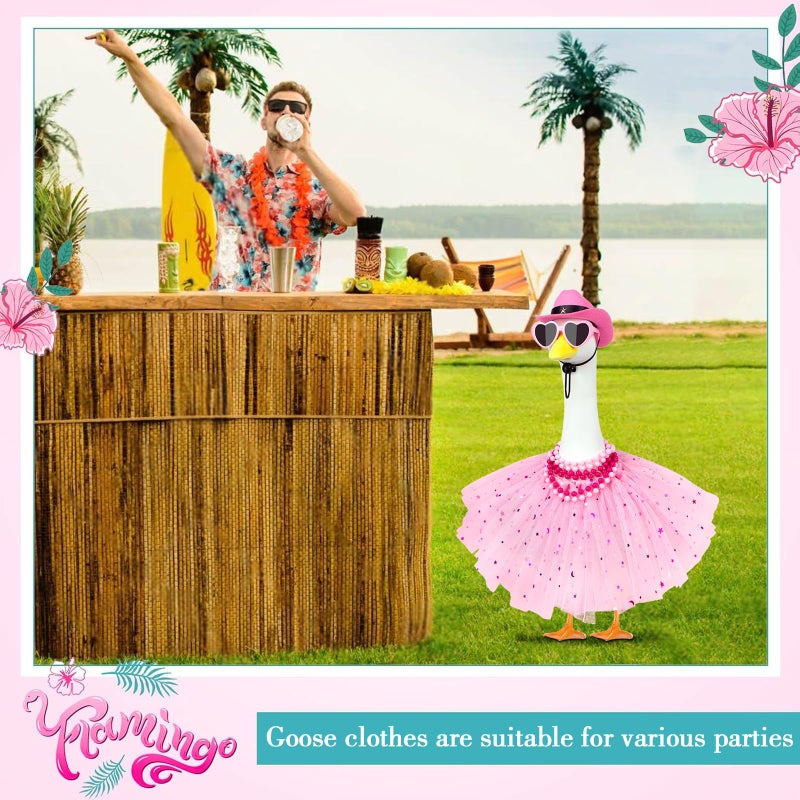 Lixintray Princess Porch Goose Outfits Summer Goose Clothes, Cute Goose Outfit with Tutu Saree Costume Fits 17-23 inches for Outdoor Garden Lawn Art Decor(Pink) - Image 2