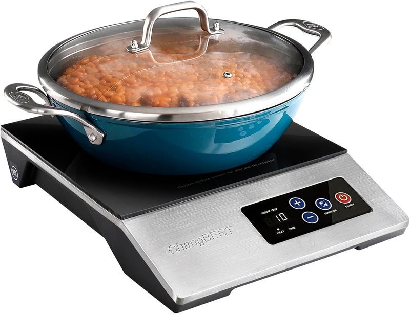 CHANGBERT 1800W Commercial Grade Induction Cooktop, NSF Certified Portable Large 8" Heating Coil, 12" Heat Resistant Cooking Surface Premium Stainless Steel Pro Chef Professional Burner Hot Plate - Image 1