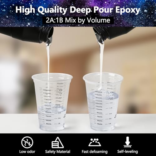 KISREL Deep Pour Epoxy Resin, 96OZ Resin Epoxy Kit (2:1) for 2-4 Inch Pour Depths，Bubble Free, Low Odour, Crystal Clear Casting Resin for Bar Tops, Table Tops, River Tables, Wood Fillers, Crafts - Image 2