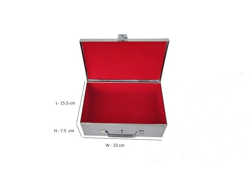 GvanyS Stainless Steel Jewellery Box for Ornaments Bank Locker Safe Storage Container Cash Peti Pooja peti with Cushion with Velvet Lining Size 9 Inch W23 cm L155 cm H75 cm - Image 4