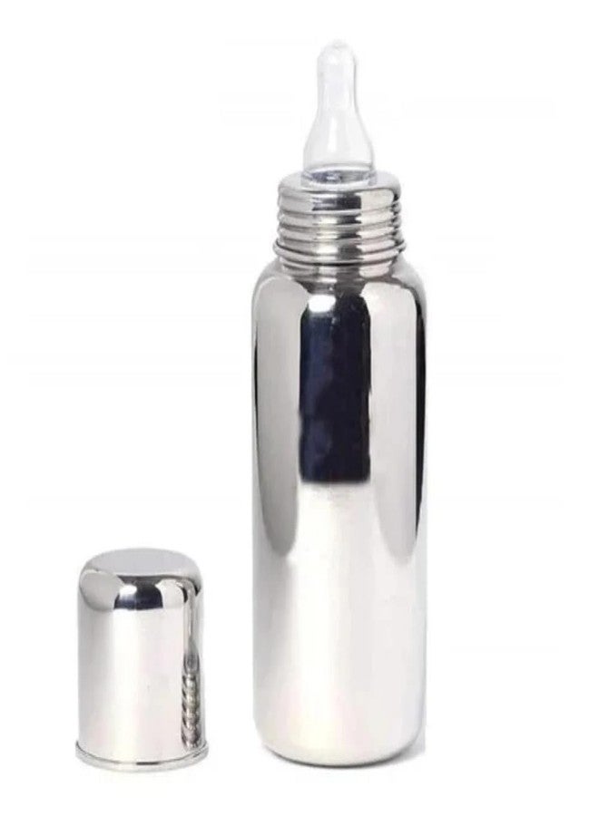 AGRIVEDA Stainless Steel Baby Feeding Bottle, 150 ml, with Silicone Nipple, BPA Free, for 0+ Months - Image 3