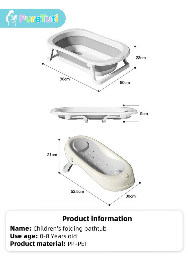 PureTuti 5-in-1 Foldable Baby Bath Set – Includes Bathtub, Bath Chair, Shower Cap, Shampoo Cup & Brush | BPA-Free PP + TPE Materials | Space-Saving & Temperature-Locking Design - Image 4
