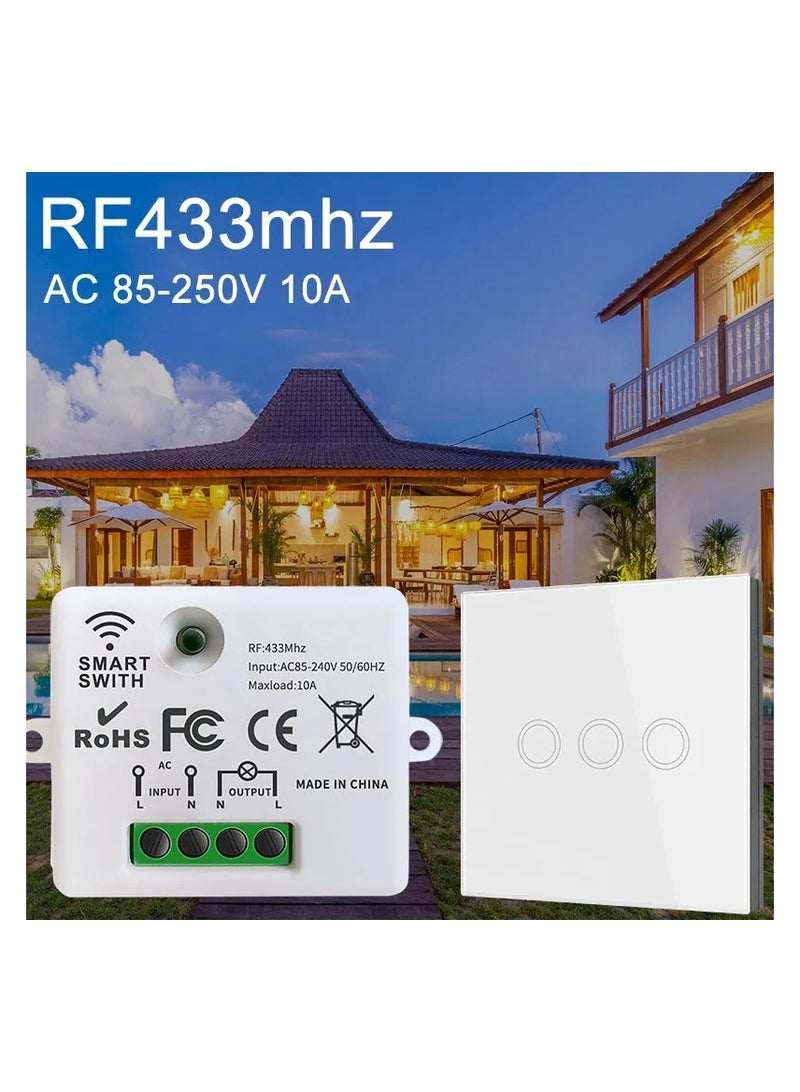 Rf 433Mhz Wireless Push Button Smart Light Switch Remote Control 90-250V 10Amp 1CH RF Relay Receiver Transmitter for Fan Lamp - Image 2