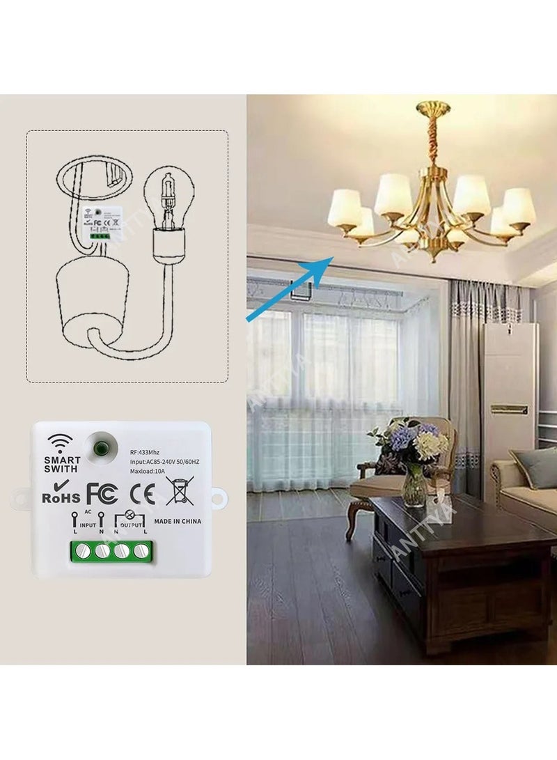 Rf 433Mhz Wireless Push Button Smart Light Switch Remote Control 90-250V 10Amp 1CH RF Relay Receiver Transmitter for Fan Lamp - Image 4