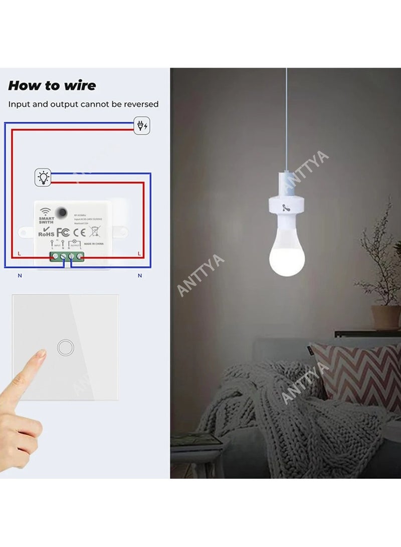 Rf 433Mhz Wireless Push Button Smart Light Switch Remote Control 90-250V 10Amp 1CH RF Relay Receiver Transmitter for Fan Lamp - Image 5